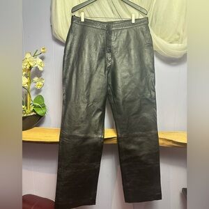 Black Real Leather Pants